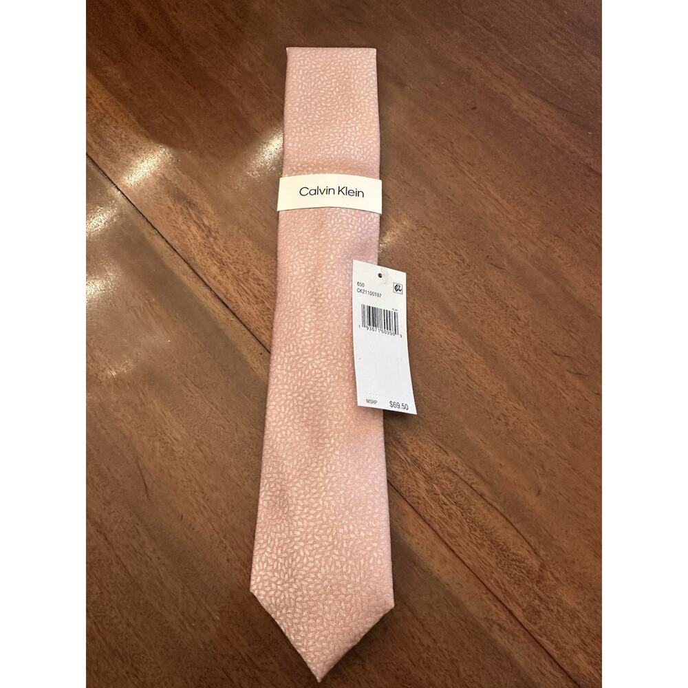 Calvin Klein Mens Monochrome Spotted Tie Light Pink